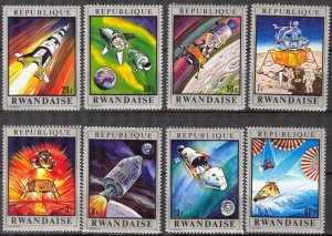 Rwanda 1970 Space Moon Flight Apollo -13 Set of 8 MNH