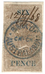 (I.B) New Zealand Revenue : Stamp Duty 6d (reversed & inverted watermark)