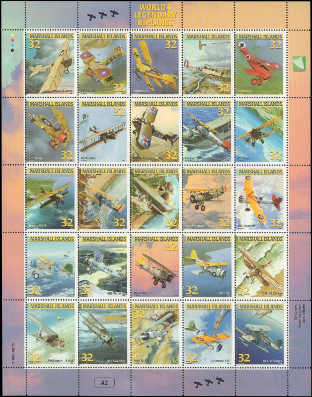 Marshall Islands #617, Complete Set, Sht of 25, 1996, Aviation - Airplanes, M...