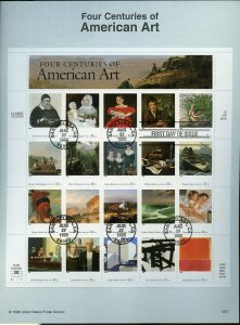 UNITED STATES 1998 AMERICAN ART SHEET SOUVENIR PAGE FD CANCELED 