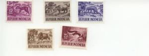 1956 Indonesia Wildlife (Scott 426, 428-31) MNH