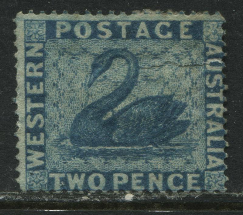 Western Australia 1861 2d blue unused no gum perf 15