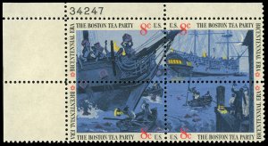 US Scott 1480-83 VF/MNH Se Tenant Plate Block - 1973 8¢ Boston Tea Party