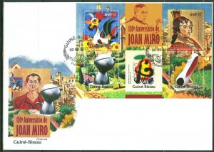 GUINEA BISSAU 2013 120th BIRTH  ANNIVERSARY OF JOAN MIRO SHEET FDC