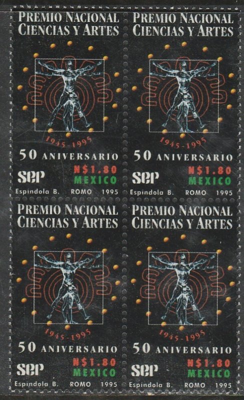 MEXICO 1949, National Arts and Sciences Award. MNH. VF. BLOCK OF 4. (100)