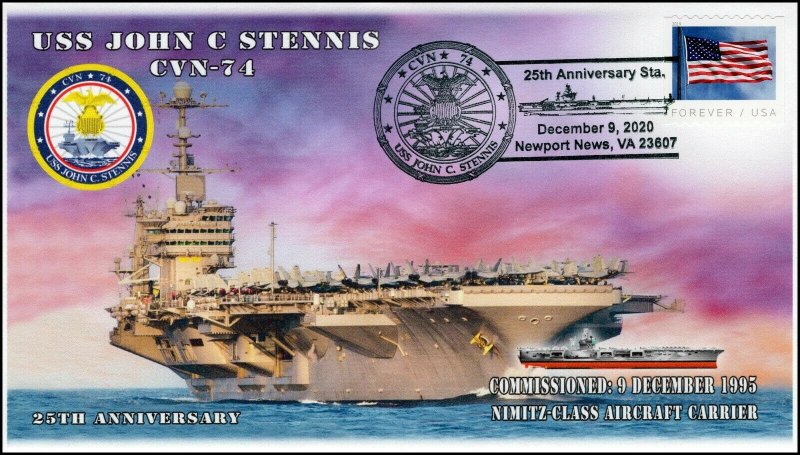 20-295, 2020, USS John C Stennis, Event Cover, Pictorial Postmark, CVN-74, 25th
