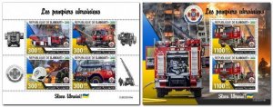 Djibouti 2022 Ukrainian firefighters Set of 2 blocks MNH