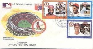 GRENADA 1988 BASEBALL ST. LOUIS STADIUM FDC CACHET