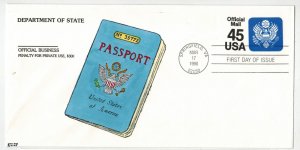 KRIBBS HANDPAINTED EAGLE OFFICIAL MAIL UO79 PASSPORT ENVELOPE