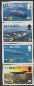 ST. HELENA - 2002 - WWF, Sperm Whale - Perf 4v Vert Strip - Mint Never Hinged