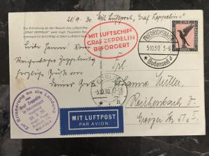 1930 Germany Graf Zeppelin RPPC postcard Cover to Vogtland Flight LZ 127 