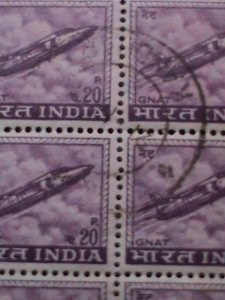 ​INDIA-1967-SC#413- 57 YEARS OLD STAMPS-GNAT PLANE USED BLOCK VERY FINE