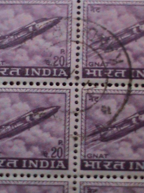 ​INDIA-1967-SC#413- 57 YEARS OLD STAMPS-GNAT PLANE USED BLOCK VERY FINE