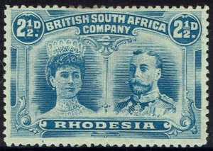 RHODESIA 1910 KGV DOUBLE HEAD 2½D PERF 13½