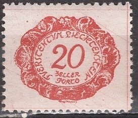Liechtenstein; 1920: Sc. # J4: MNH Single Stamp