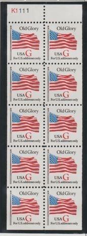 U.S. Scott #2885a Red 'G' American Flag Stamp - Mint NH Booklet