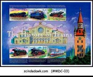 GRENADA - 2000 THE HISTORY OF TRAINS / RAILWAY - MIN/SHT MNH