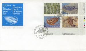 1990 Canada Prehistoric Life (Scott 1279-82a) Ins Blk FDC