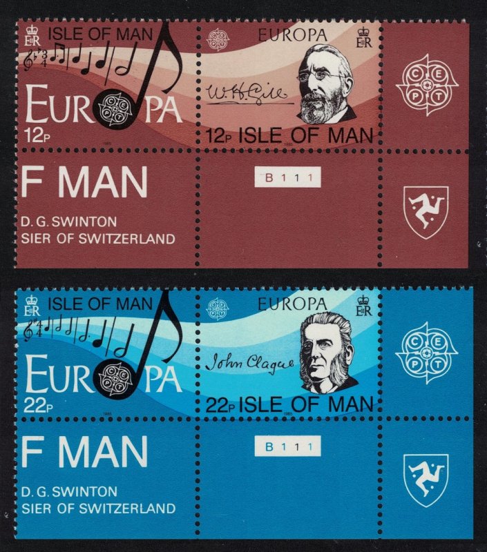 Isle of Man European Music Year 4v Corner pairs with margins 1985 MNH