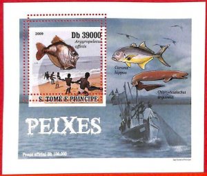 A3347 - SAO TOME & PRINCIPE, ERROR MISPERF, Souvenir sheet: 2009, Fish, Fishing