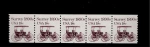 US Scott #1907, Plate #8 Coil of 5 1981 Surrey 18c VF MNH