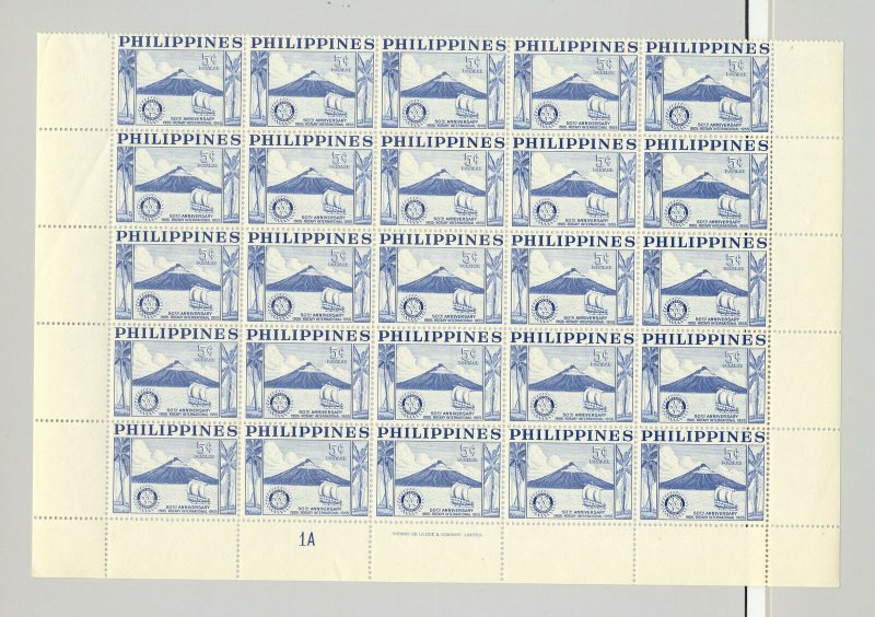 Philippines #618-619, C77 Rotary, Sailboat, Trees 3v Imprint Blocks of 25