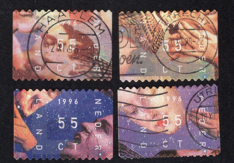 Netherlands 1996 Set of 4 December Stamps, Scott 947-950 used, value = $1.00