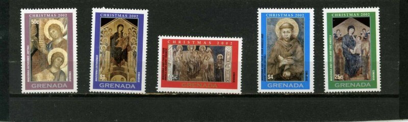 GRENADA 2002 Sc#3308-3312 CHRISTMAS PAINTINGS SET OF 5 STAMPS MNH 