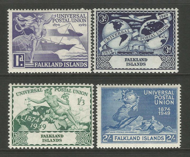 Falkland Islands 1949 UPU 75th Anniversary Commemorative Set Mounted Mint 