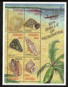 Micronesia 2001 - Sea shells - Sheet of 6 Stamps - Scott #458 - MNH