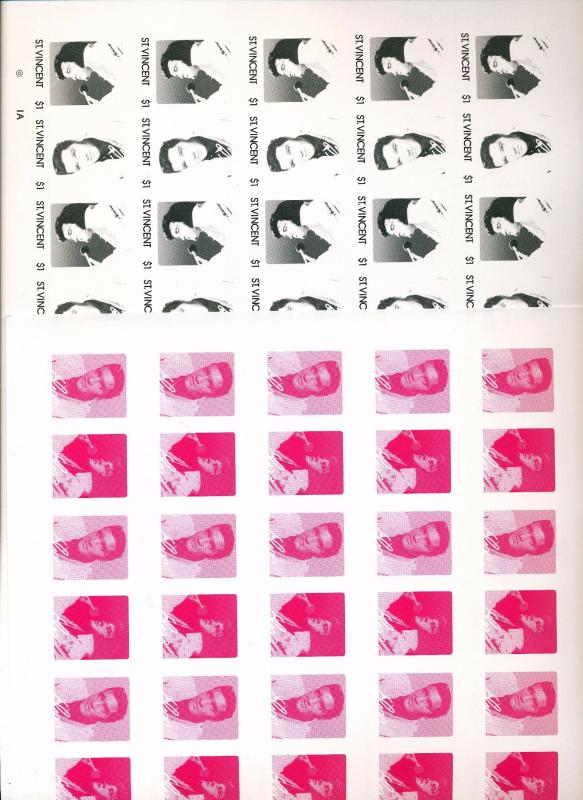 ST Vincent Elvis Presley Imperf Proof Inverted Error Sheets MNH x 20(Hat37