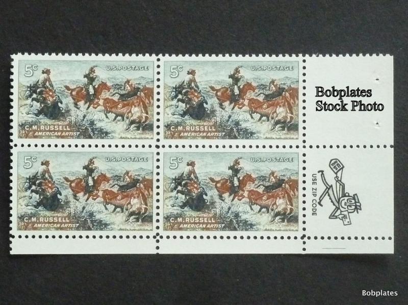 BOBPLATES #1243 Russell Lower Left  Zip Block  F-VF NH SCV=$1