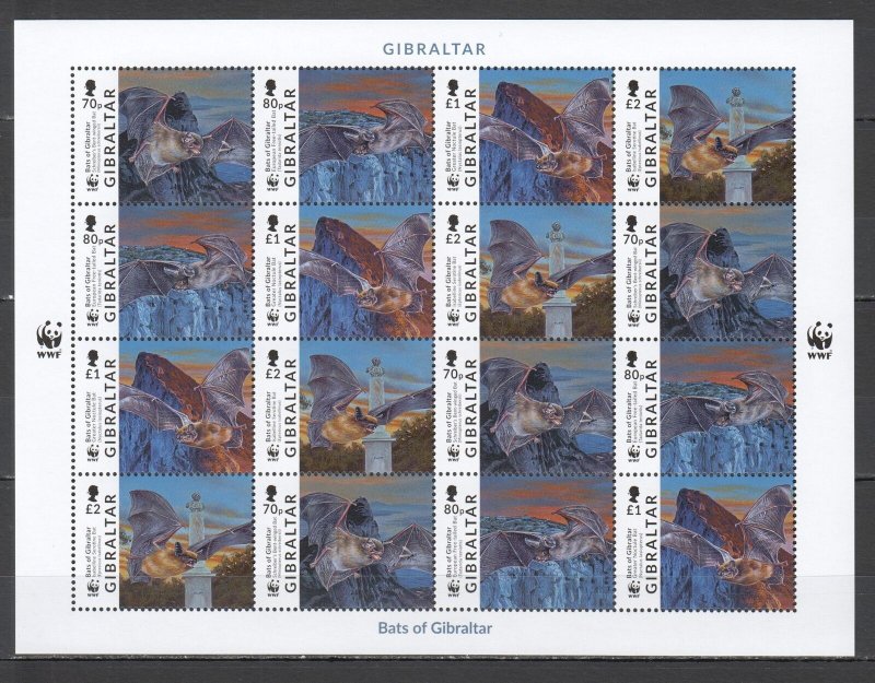 Ft097 2017 Gibraltar Wwf Bats Animals Fauna #1832-5 ! Michel 48 Euro 1Sh Mnh