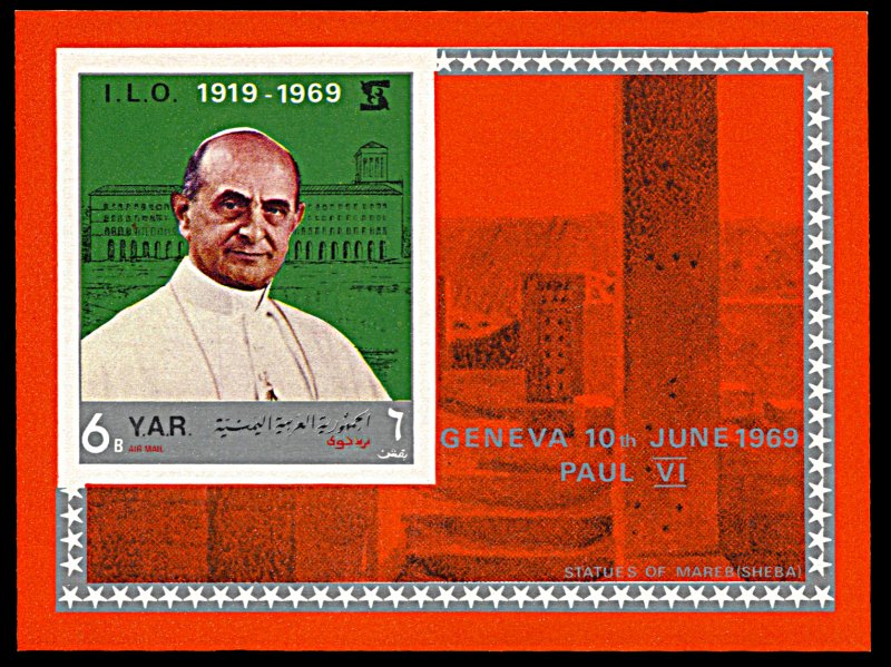 Yemen AR Michel Block 101, MNH, Pope Paul VI and the I.L.O. souvenir sheet