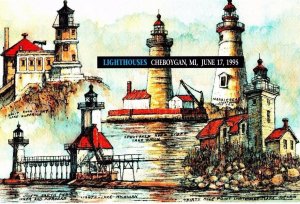 Signed USPS 1st Day Ceremony Program #2969-73 Lighthouses Pane/5  Added Cancel