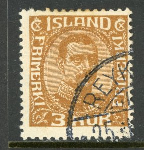 Iceland 1920 Christian X 3a Bister Brown Scott # 109 VFU D137