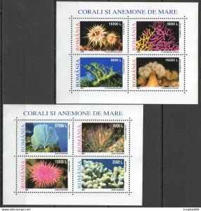 2002 Romania Coral Reefs Fish & Marine Life Bl318-319 Michel 12,5 Euro ** Rm311