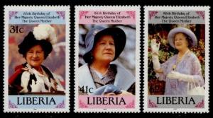 Liberia 1037-9 MNH Queen Mother 85th Birthday