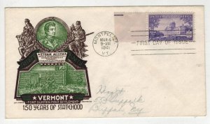 1941 VERMONT STATEHOOD 903 FLEETWOOD STAEHLE 1ST CACHET TO FRANK HERGET CV $75