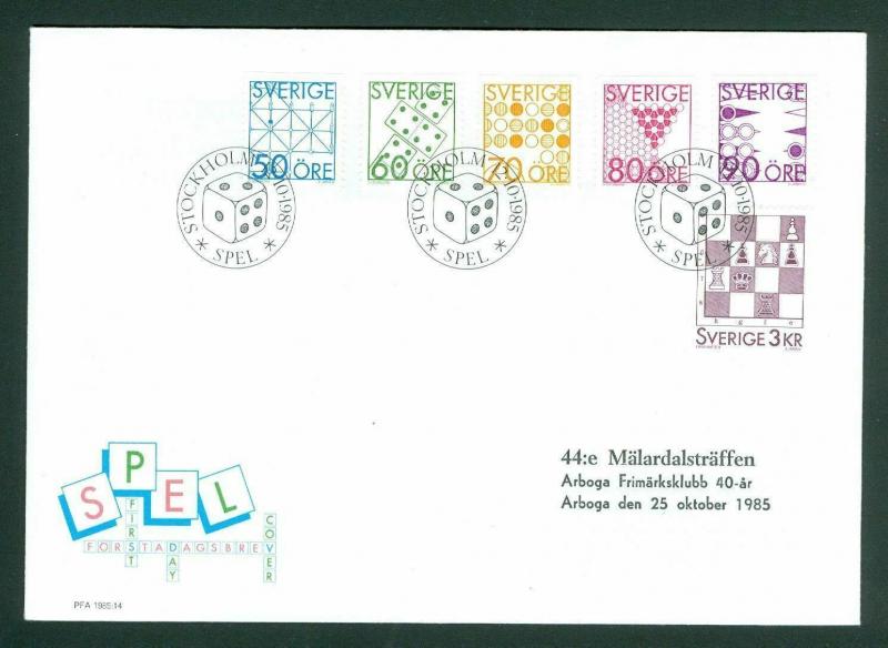 Sweden. FDC Cachet 1985. Games Chess.. Engr: M. Morck - Z. Jakus. Arboga