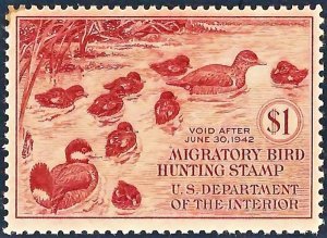 RW8-1941 Federal Duck Stamp -VFOGNH-No Skips or Faults-Backscan on request