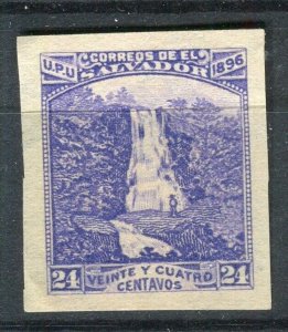 EL SALVADOR; 1896 early classic pictorial 24c. value IMPERF VARIETY