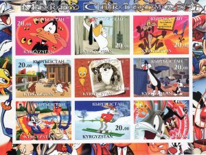 Kyrgyzstan 2001 DISNEY CHARACTERS BUGS BUNNY SKY Sheetlet 9 IMPERFORATED MNH