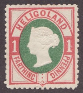 1875 Heligoland - Sc #14 - 1 Farthing / 1 Pfennig - Embossed Queen Victoria MH