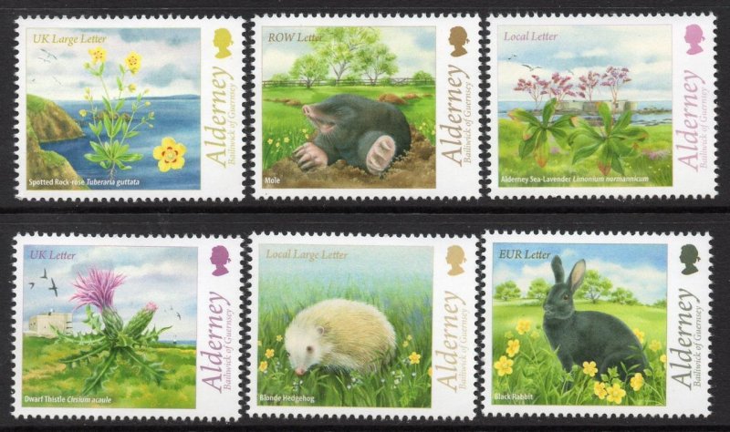 Alderney 2015 MNH Stamps Scott 519-524 Animals Flowers Rabbit Hare Mole Hedgehog