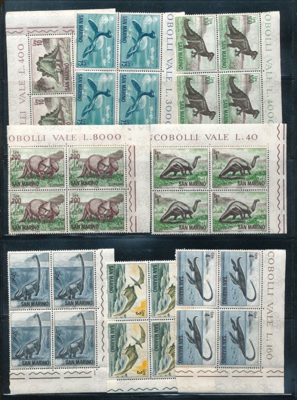 San Marino 1963/66 Dinosaurs Fish Butterflies Blocks MNH (128 Stamps) CP374