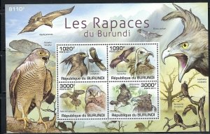 Burundi 866 MNH 2011 Birds of Prey sheet of 4 (an4198)