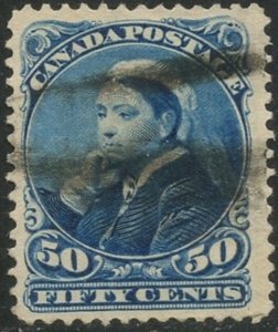 CANADA Sc#47 1893 50c Blue ‘Widow Weed’ VF Centered Used (ab)