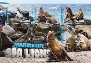 SIERRA LEONE 2016 SHEET SEA LIONS MARINE LIFE srl16310a