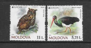 BIRDS - MOLDOVA  EUROPA 2021 ISSUE  OWL & CRANE  MNH